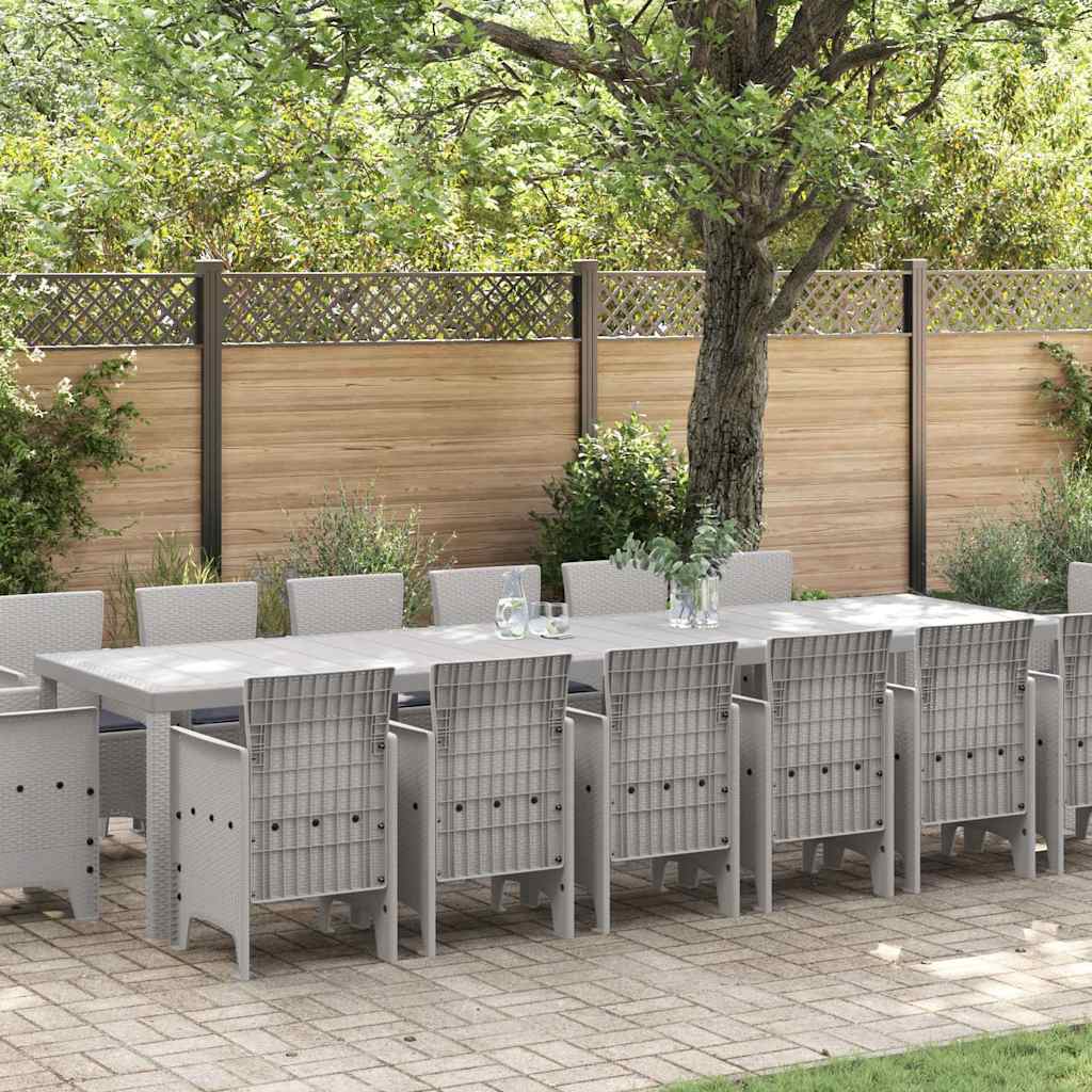 Garten Essgruppe 15 pcs Hellgrau Polt Rattan