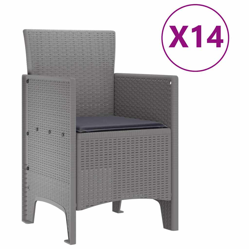 Garten Essgruppe 15 pcs Hellgrau Polt Rattan