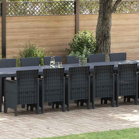 Garten Essgruppe 17 pcs Anthrazit Polt Rattan
