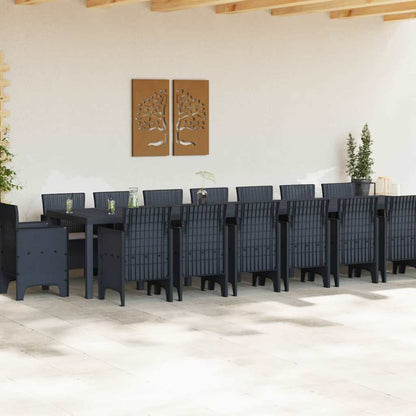 Garten Essgruppe 17 pcs Anthrazit Polt Rattan