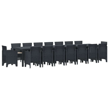 Garten Essgruppe 17 pcs Anthrazit Polt Rattan