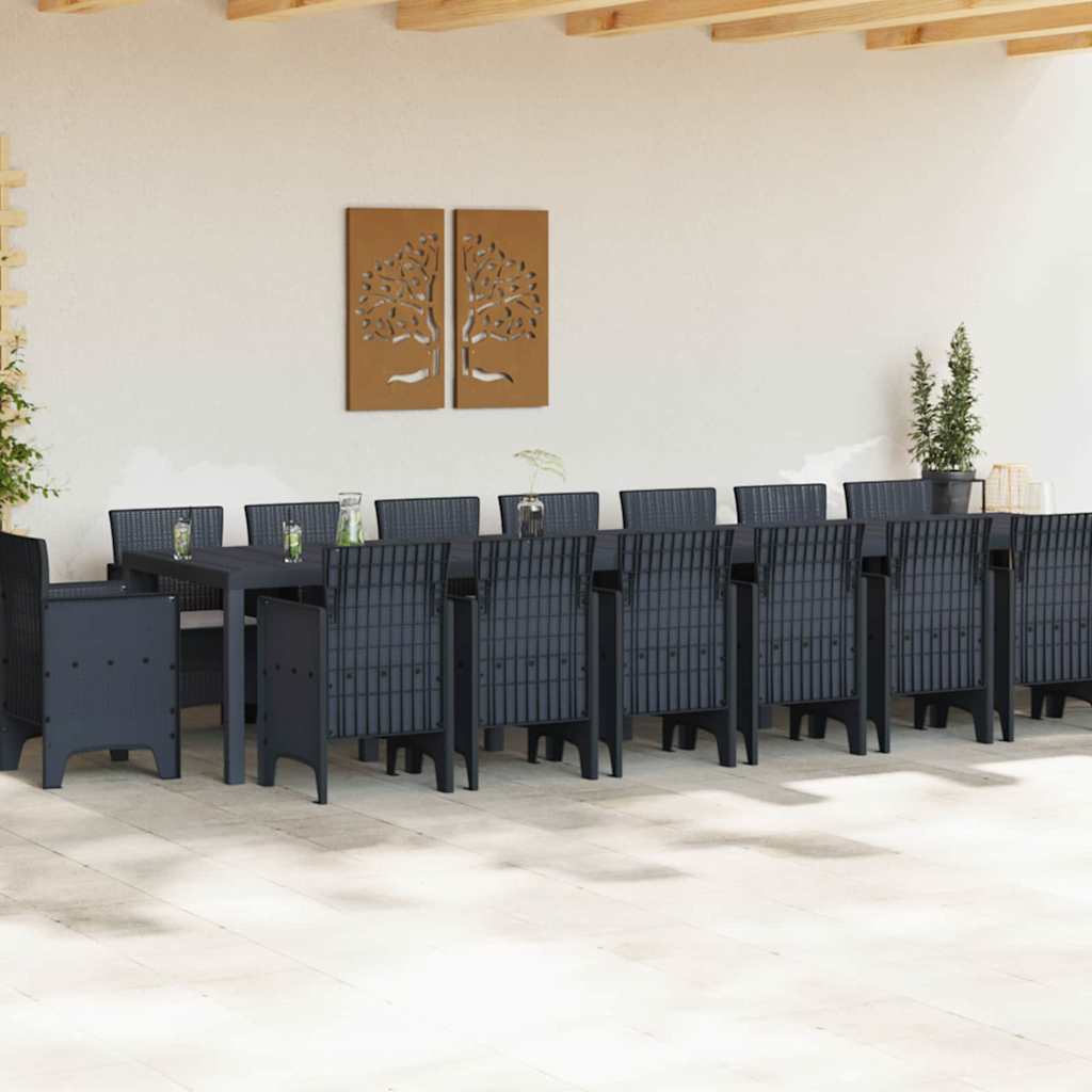 Garten Essgruppe 17 pcs Anthrazit Polt Rattan