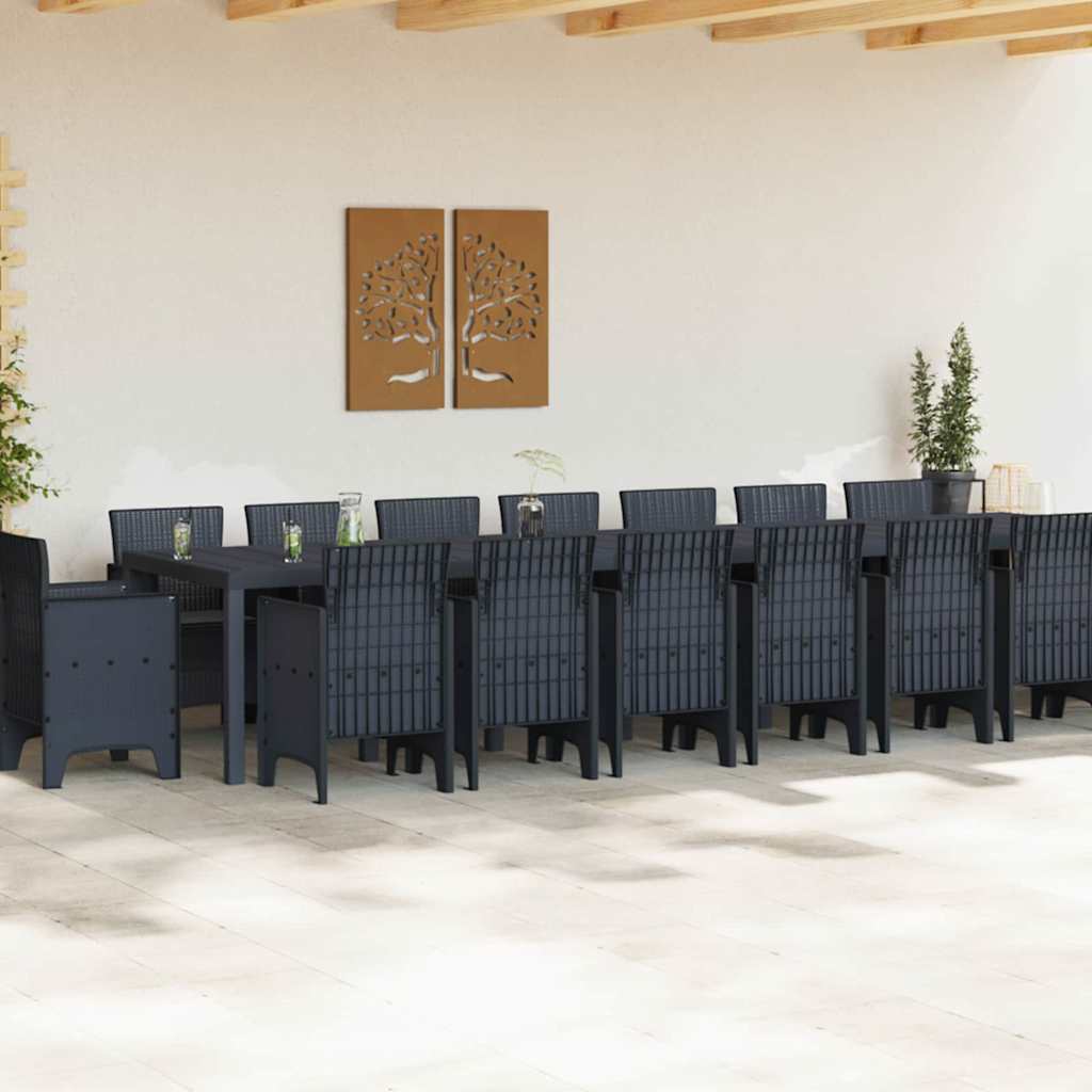 Garten Essgruppe 17 pcs Anthrazit Polt Rattan