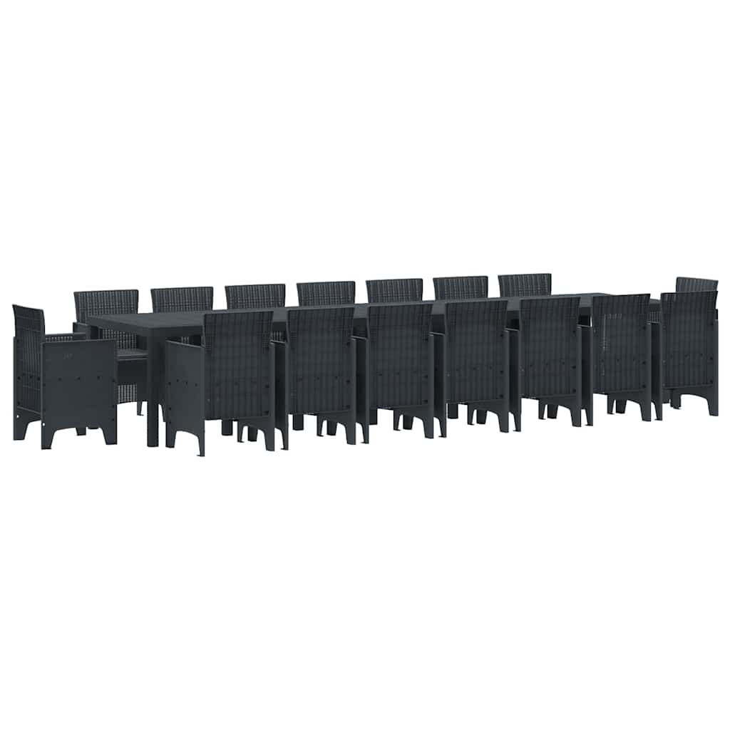 Garten Essgruppe 17 pcs Anthrazit Polt Rattan