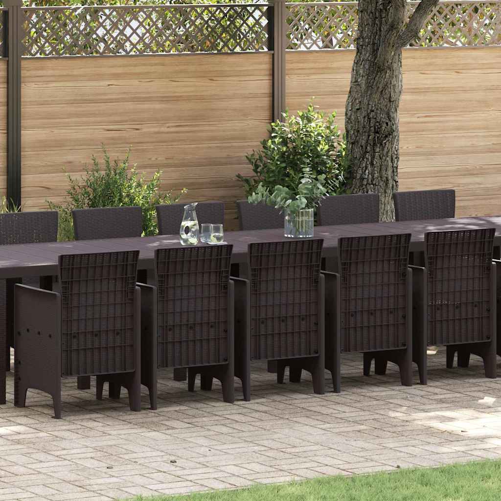 Garten Essgruppe 17 pcs Braun Polt Rattan
