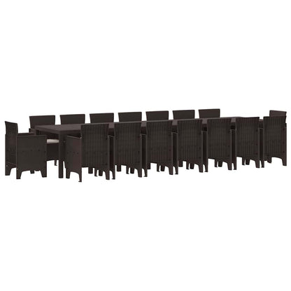 Garten Essgruppe 17 pcs Braun Polt Rattan