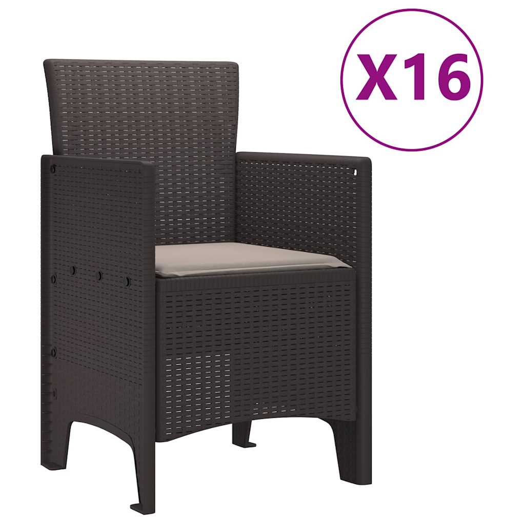 Garten Essgruppe 17 pcs Braun Polt Rattan