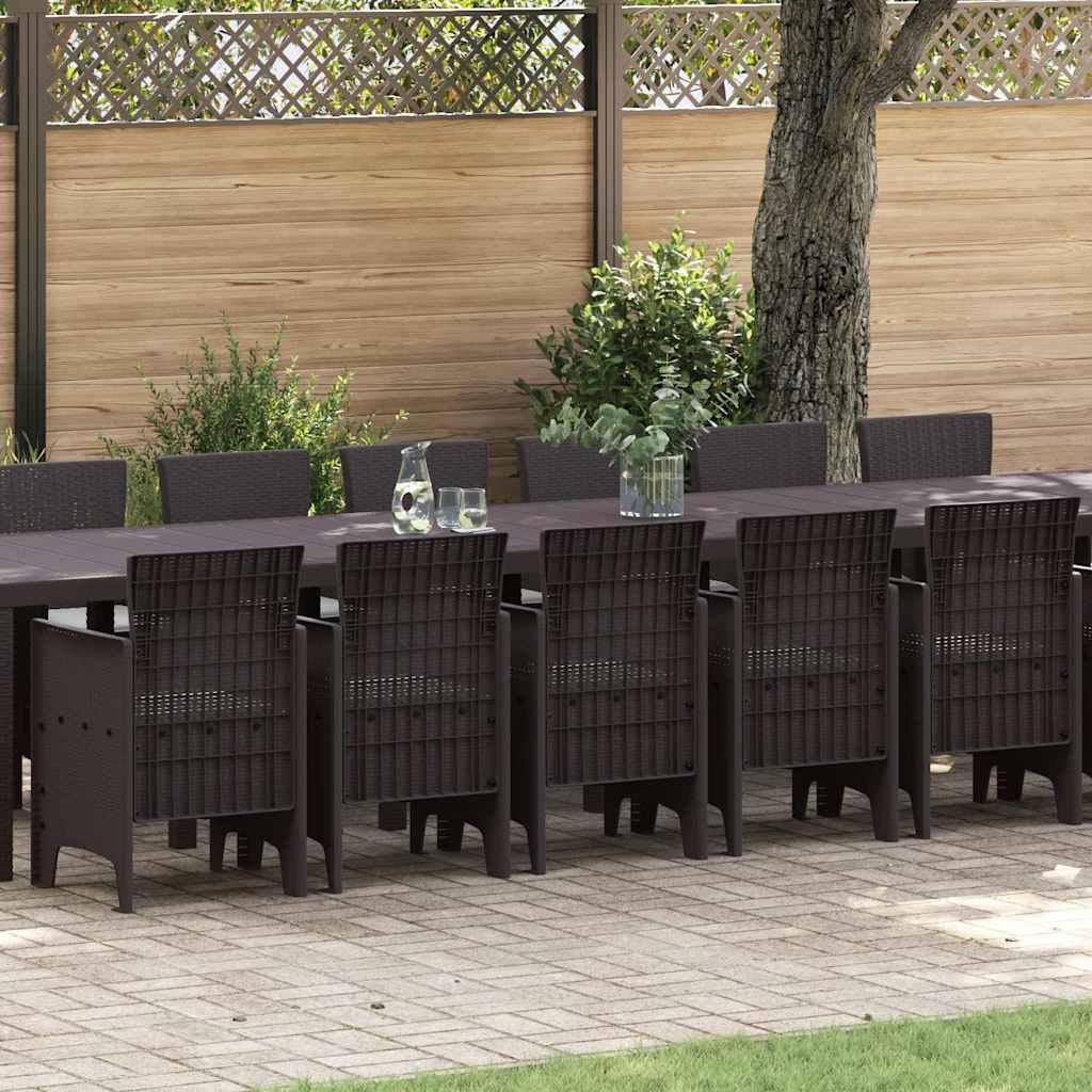 Garten Essgruppe 17 pcs Braun Polt Rattan