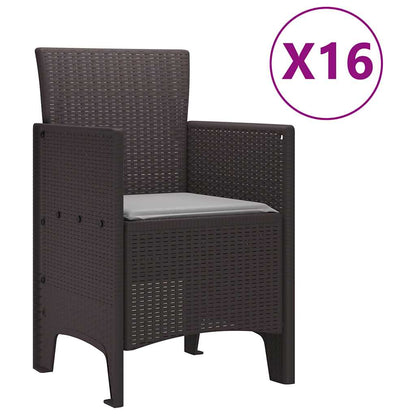 Garten Essgruppe 17 pcs Braun Polt Rattan