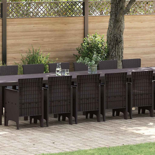 Garten Essgruppe 17 pcs Braun Polt Rattan