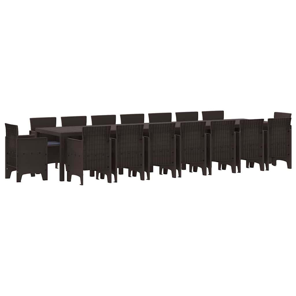 Garten Essgruppe 17 pcs Braun Polt Rattan