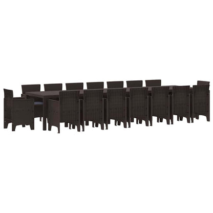 Garten Essgruppe 17 pcs Braun Polt Rattan