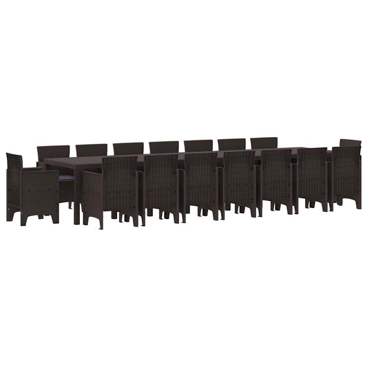 Garten Essgruppe 17 pcs Braun Polt Rattan