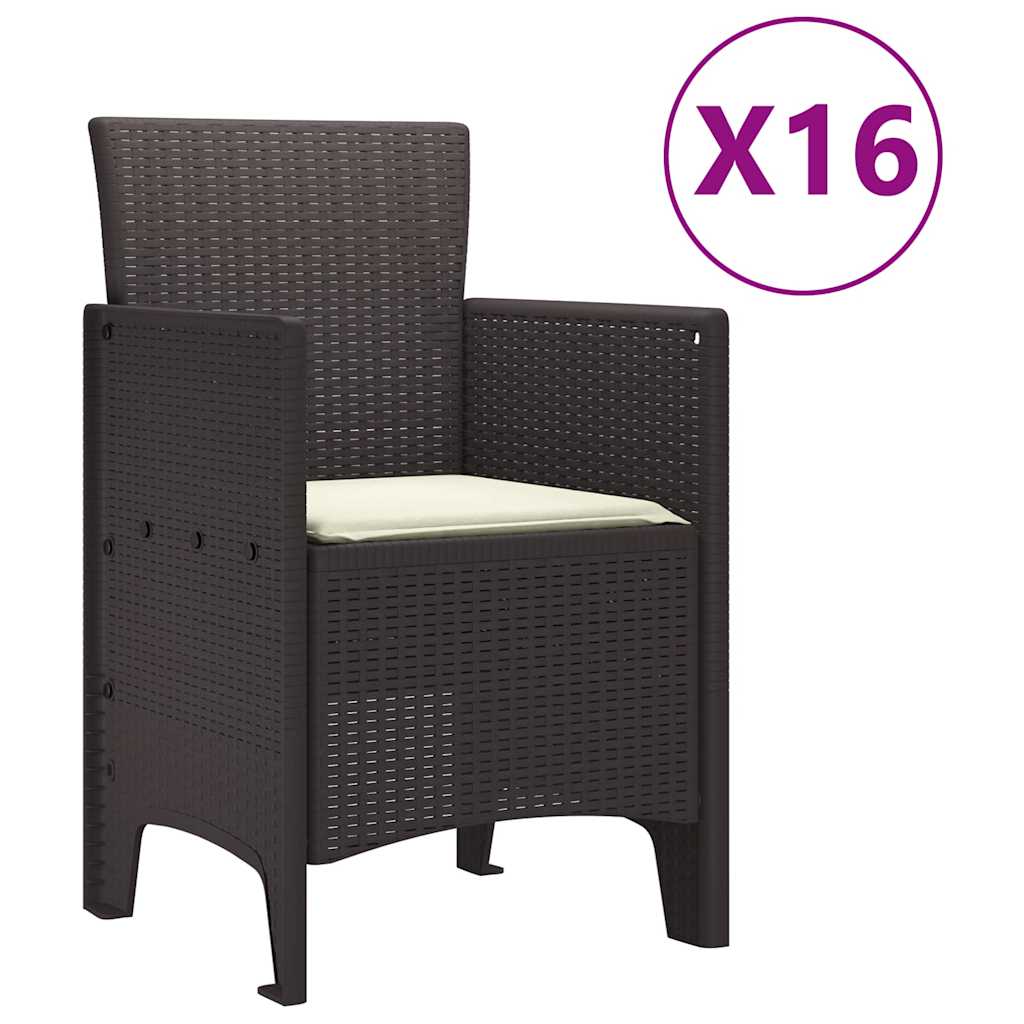 Garten Essgruppe 17 pcs Braun Polt Rattan