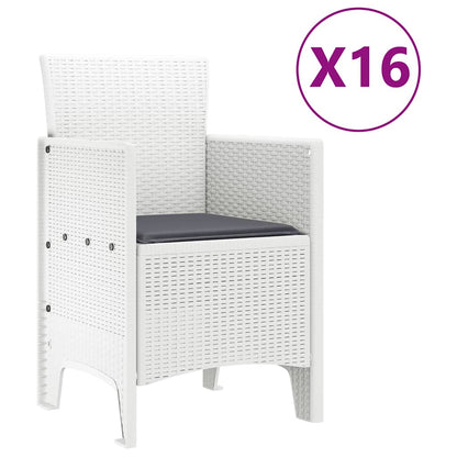 Garten Essgruppe 17 pcs Weiß Polt Rattan