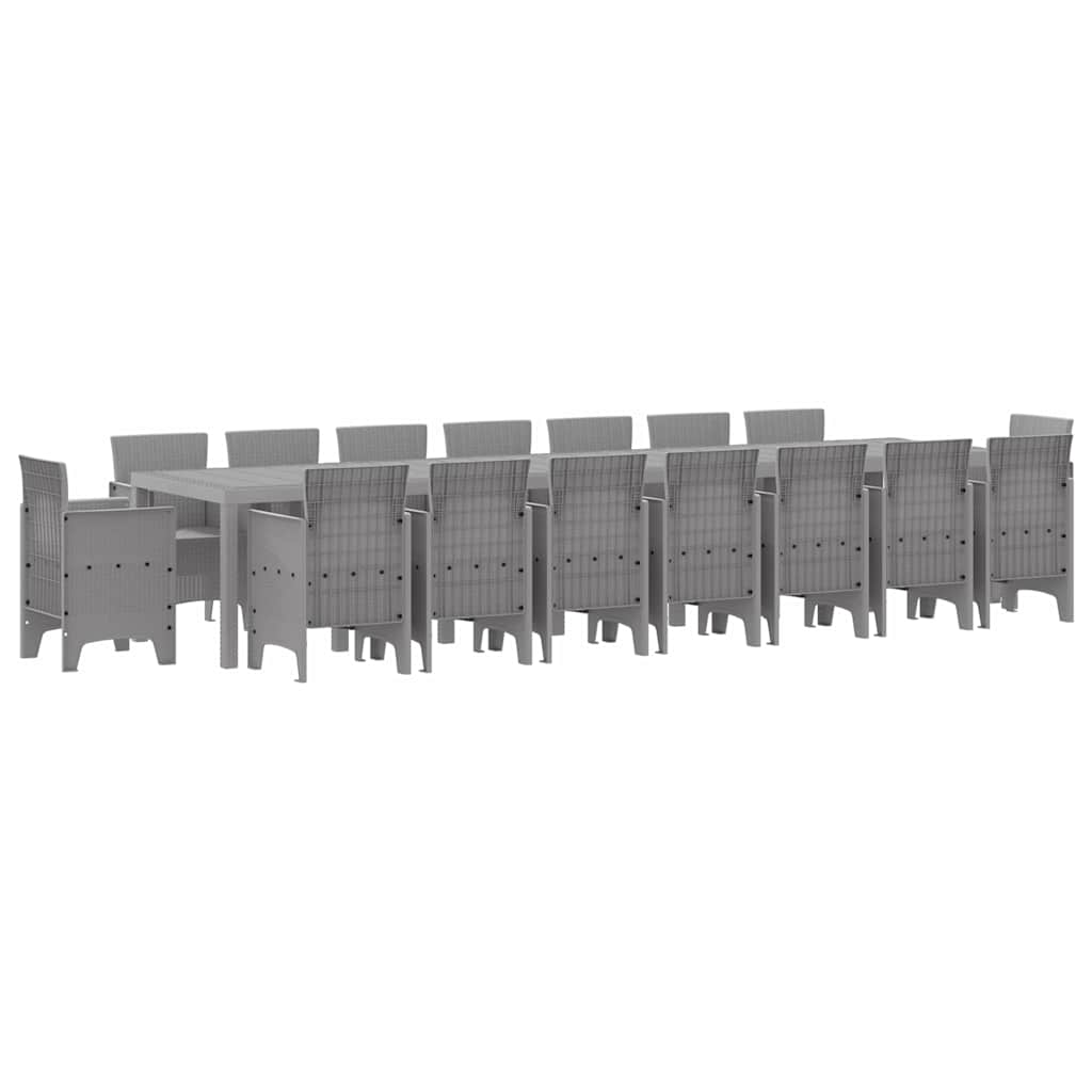 Garten Essgruppe 17 pcs Hellgrau Polt Rattan