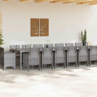 Garten Essgruppe 17 pcs Hellgrau Polt Rattan