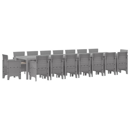 Garten Essgruppe 17 pcs Hellgrau Polt Rattan