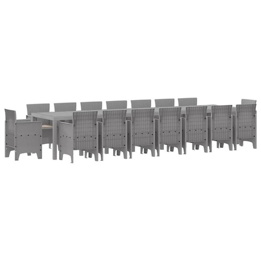 Garten Essgruppe 17 pcs Hellgrau Polt Rattan