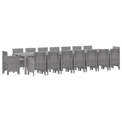 Garten Essgruppe 17 pcs Hellgrau Polt Rattan