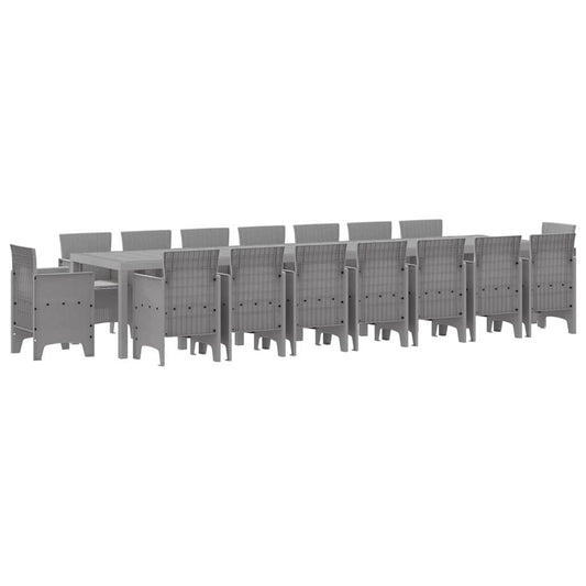 Garten Essgruppe 17 pcs Hellgrau Polt Rattan