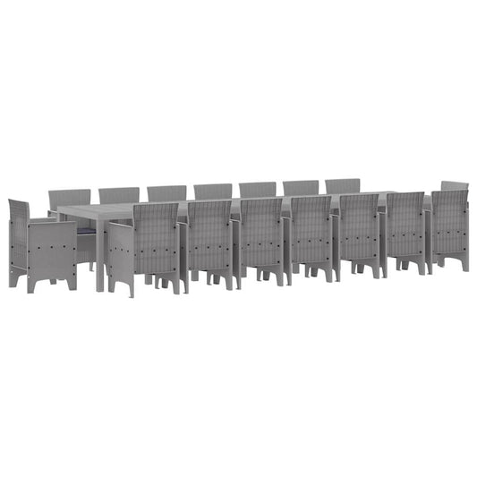 Garten Essgruppe 17 pcs Hellgrau Polt Rattan