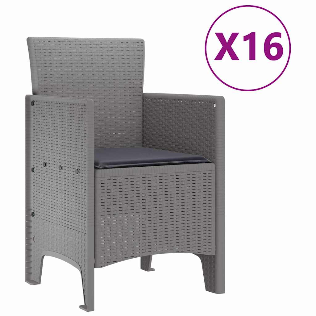 Garten Essgruppe 17 pcs Hellgrau Polt Rattan