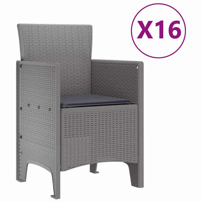 Garten Essgruppe 17 pcs Hellgrau Polt Rattan