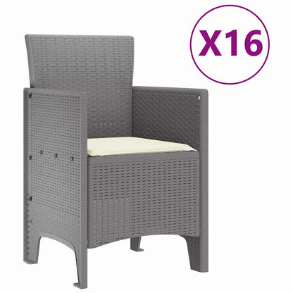 Garten Essgruppe 17 pcs Hellgrau Polt Rattan