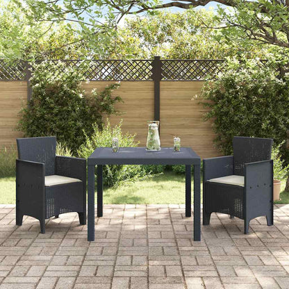 Garten Essgruppe 3 pcs Anthrazit Polt Rattan