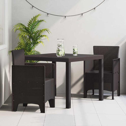 Garten Essgruppe 3 pcs Braun Polt Rattan