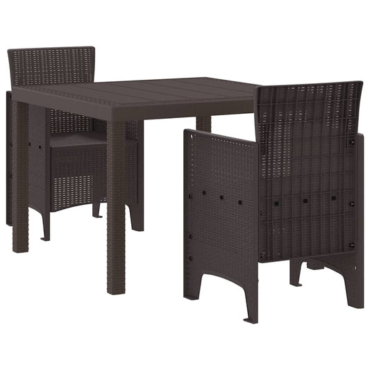 Garten Essgruppe 3 pcs Braun Polt Rattan