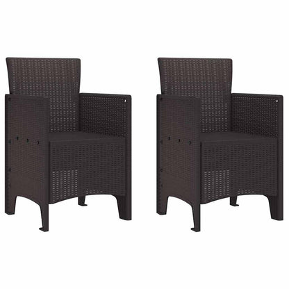 Garten Essgruppe 3 pcs Braun Polt Rattan
