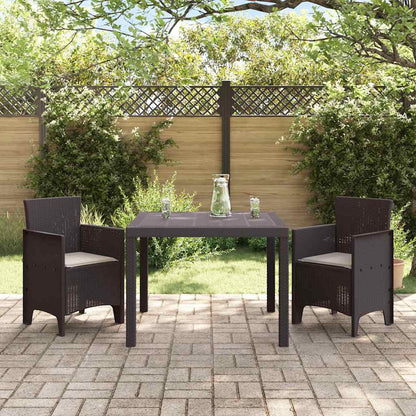 Garten Essgruppe 3 pcs Braun Polt Rattan