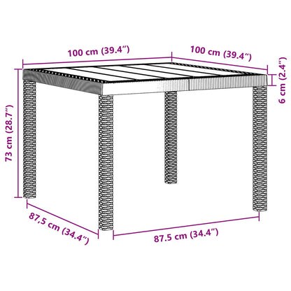 Garten Essgruppe 3 pcs Braun Polt Rattan