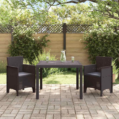 Garten Essgruppe 3 pcs Braun Polt Rattan