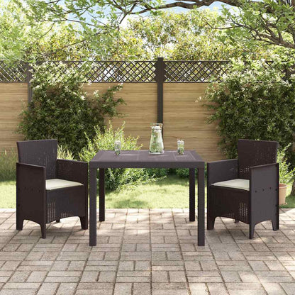 Garten Essgruppe 3 pcs Braun Polt Rattan