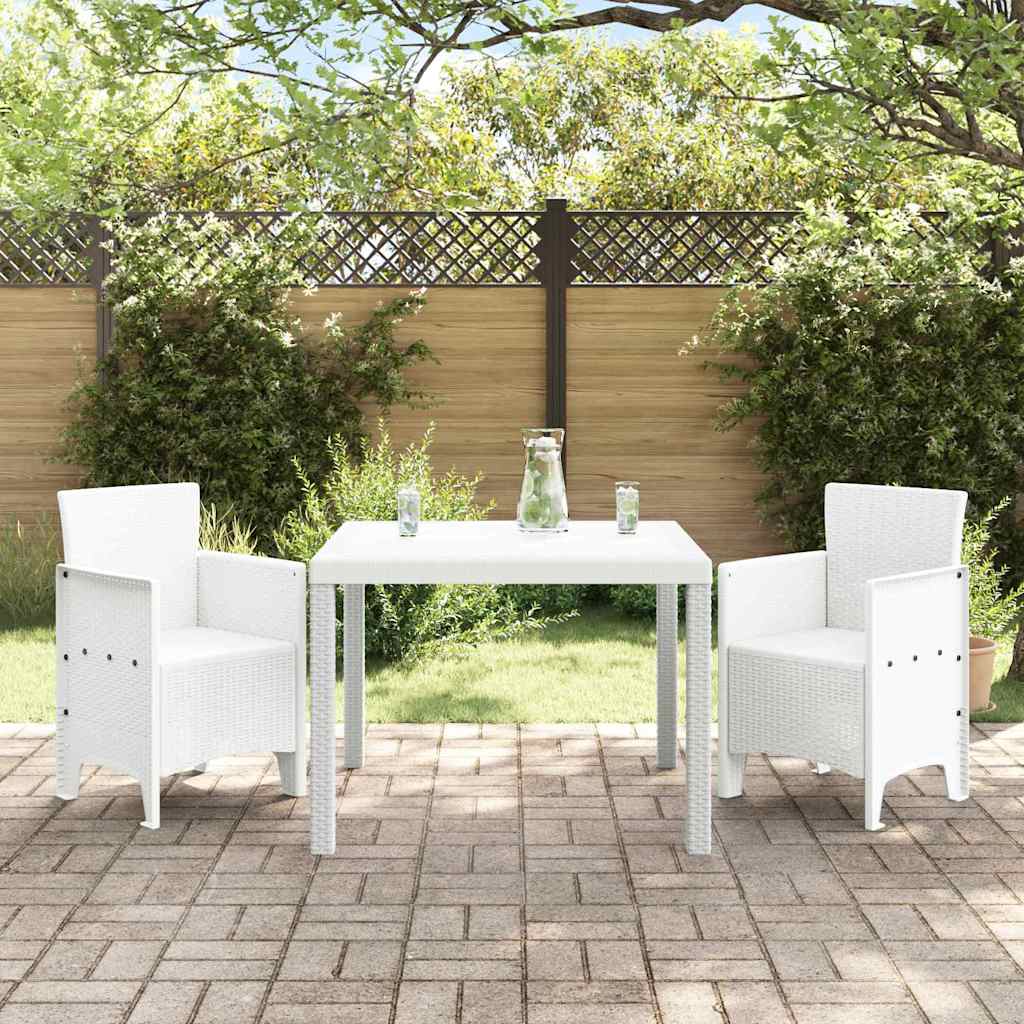 Garten Essgruppe 3 pcs Weiß Polt Rattan