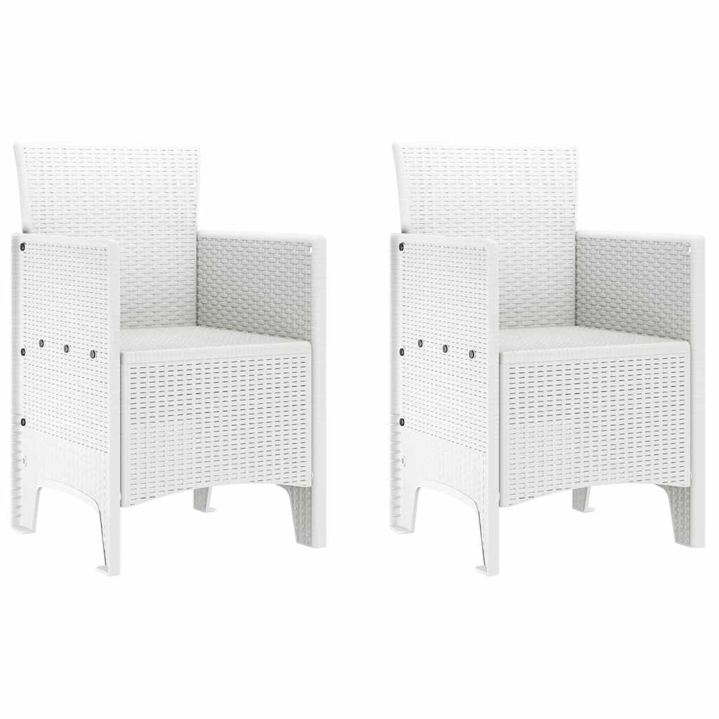 Garten Essgruppe 3 pcs Weiß Polt Rattan