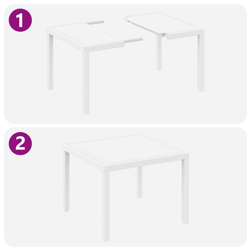 Garten Essgruppe 3 pcs Weiß Polt Rattan