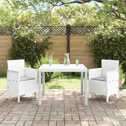 Garten Essgruppe 3 pcs Weiß Polt Rattan