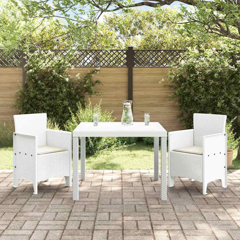 Garten Essgruppe 3 pcs Weiß Polt Rattan