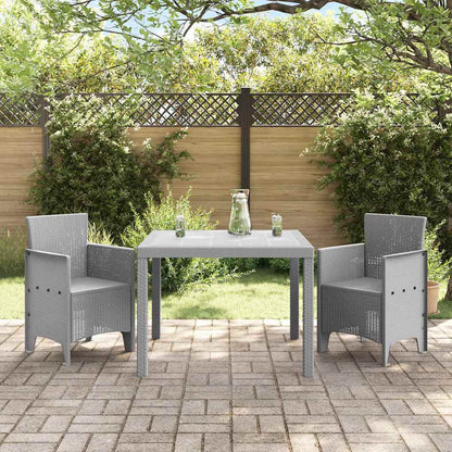 Garten Essgruppe 3 pcs Hellgrau Polt Rattan