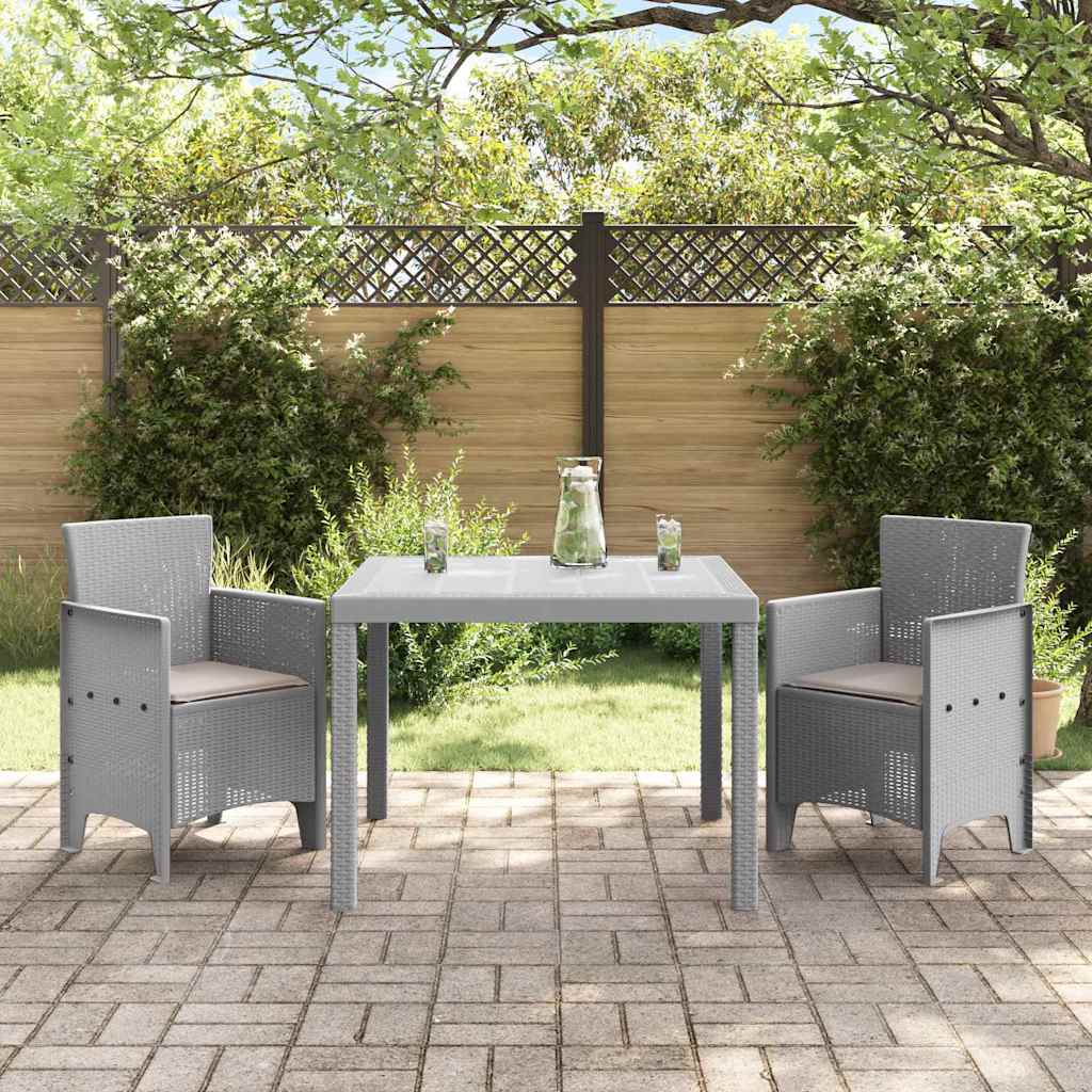 Garten Essgruppe 3 pcs Hellgrau Polt Rattan