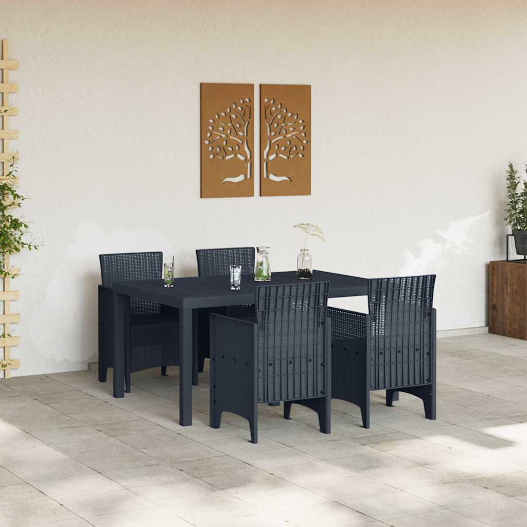 Garten Essgruppe 5 pcs Anthrazit Polt Rattan