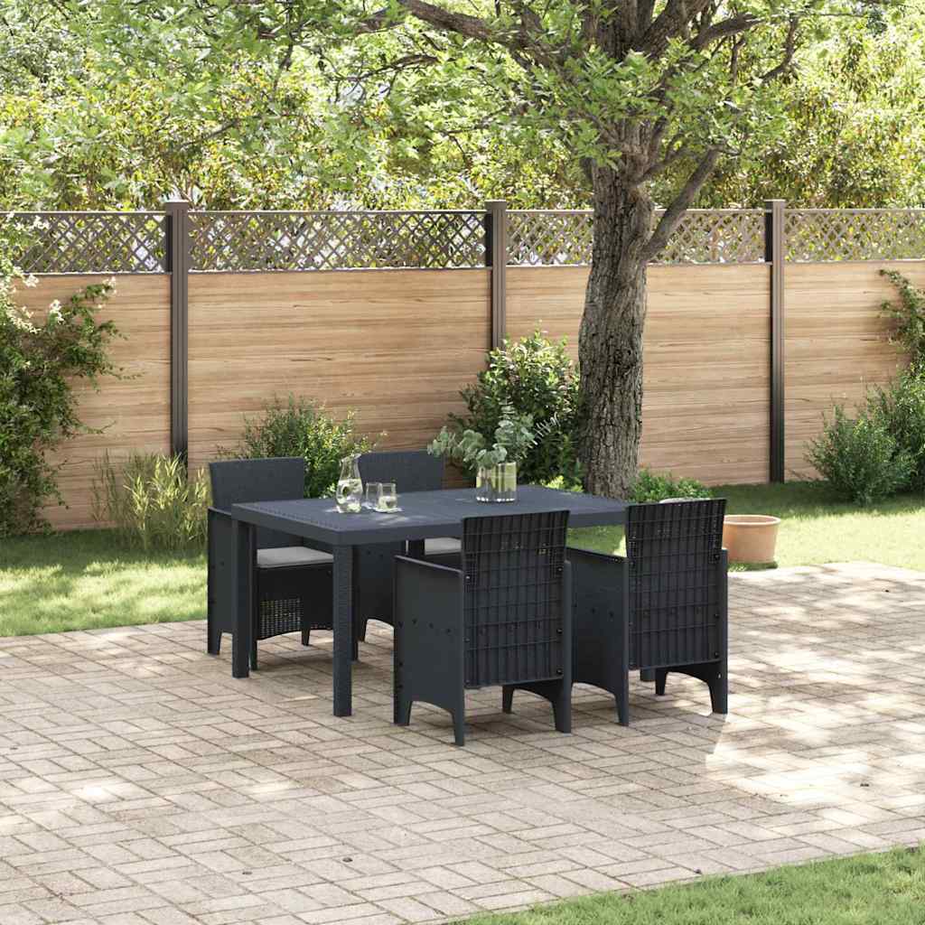 Garten Essgruppe 5 pcs Anthrazit Polt Rattan