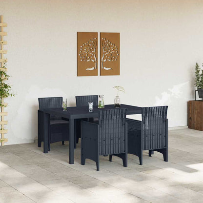 Garten Essgruppe 5 pcs Anthrazit Polt Rattan