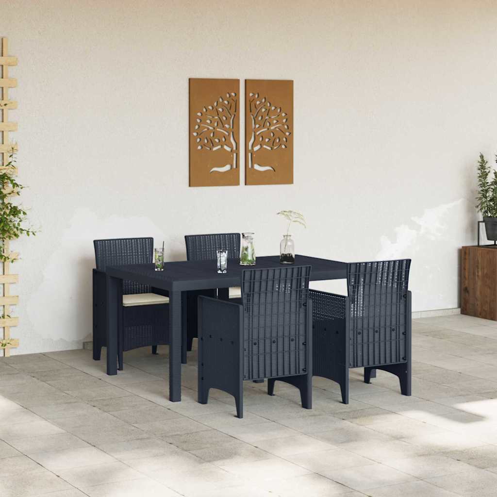 Garten Essgruppe 5 pcs Anthrazit Polt Rattan