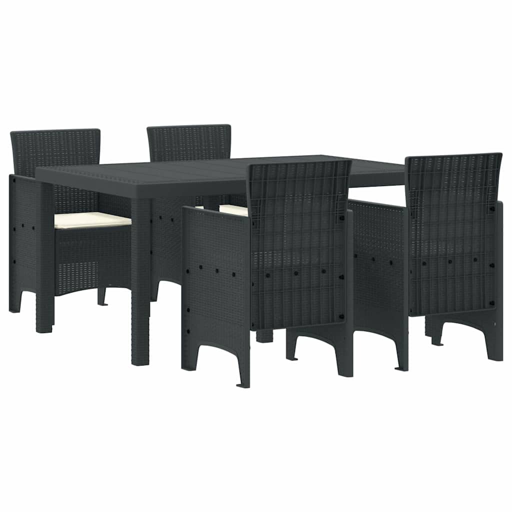 Garten Essgruppe 5 pcs Anthrazit Polt Rattan