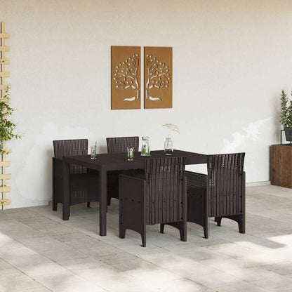 Garten Essgruppe 5 pcs Braun Polt Rattan